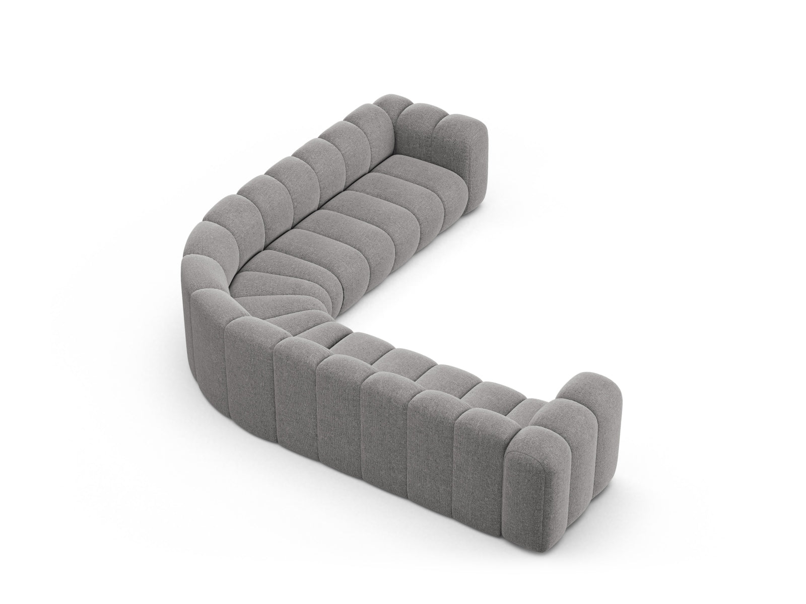 Modulares Ecksofa von Micadoni für 6 Personen in sanftem Grau, perfekt für moderne und gemütliche Wohnumgebungen.