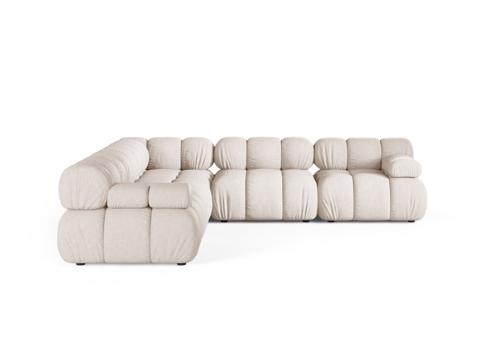 Beige 5-Sitzer Ecksofa Symmetric Bellis von Micadoni, stilvolles Design für modernen Wohnraum, bequem und einladend.