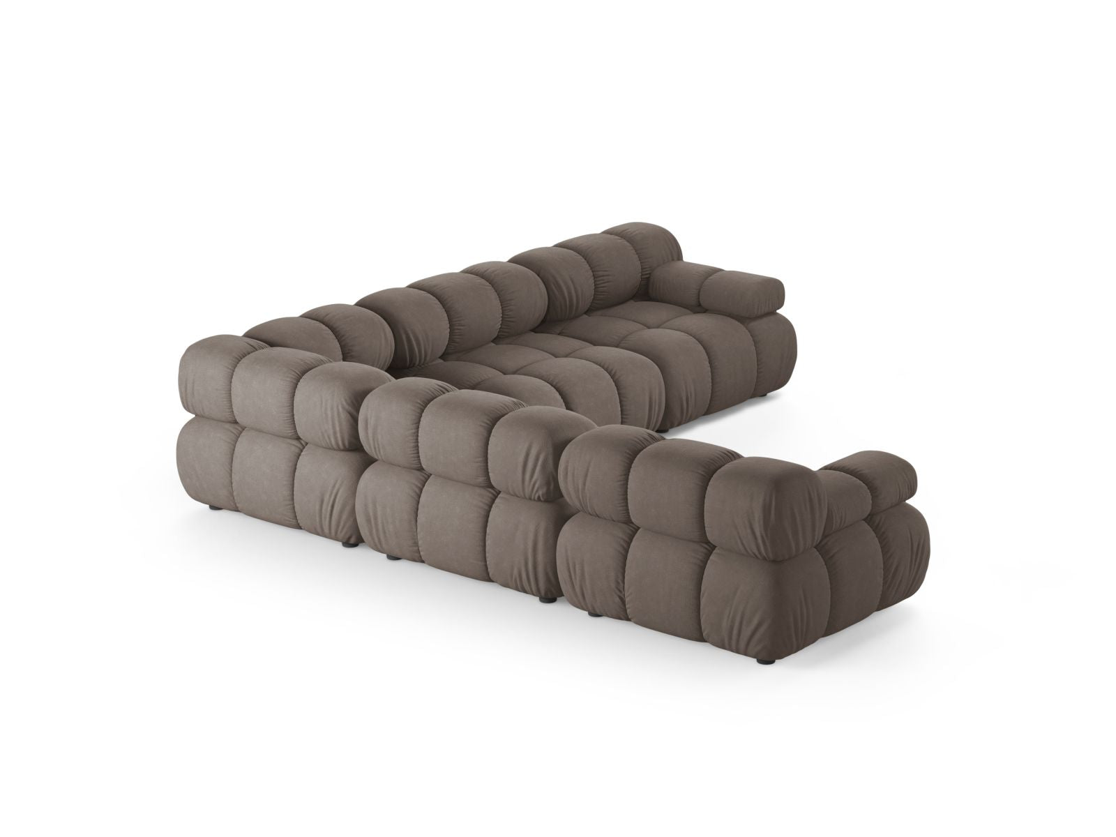 Elegantes 5-Sitzer Ecksofa Symmetric Bellis in warmem Cappuccino-Liberty, ideal für moderne Wohnräume und entspannte Abende.