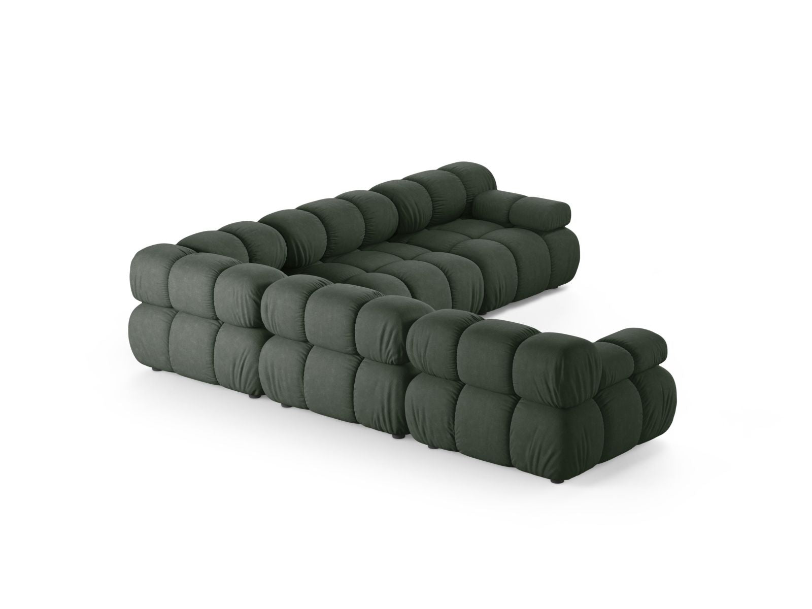 Elegantes 5-Sitzer Ecksofa Symmetric Bellis in luxuriösem Moosgrün, ideal für moderne und komfortable Wohnräume.