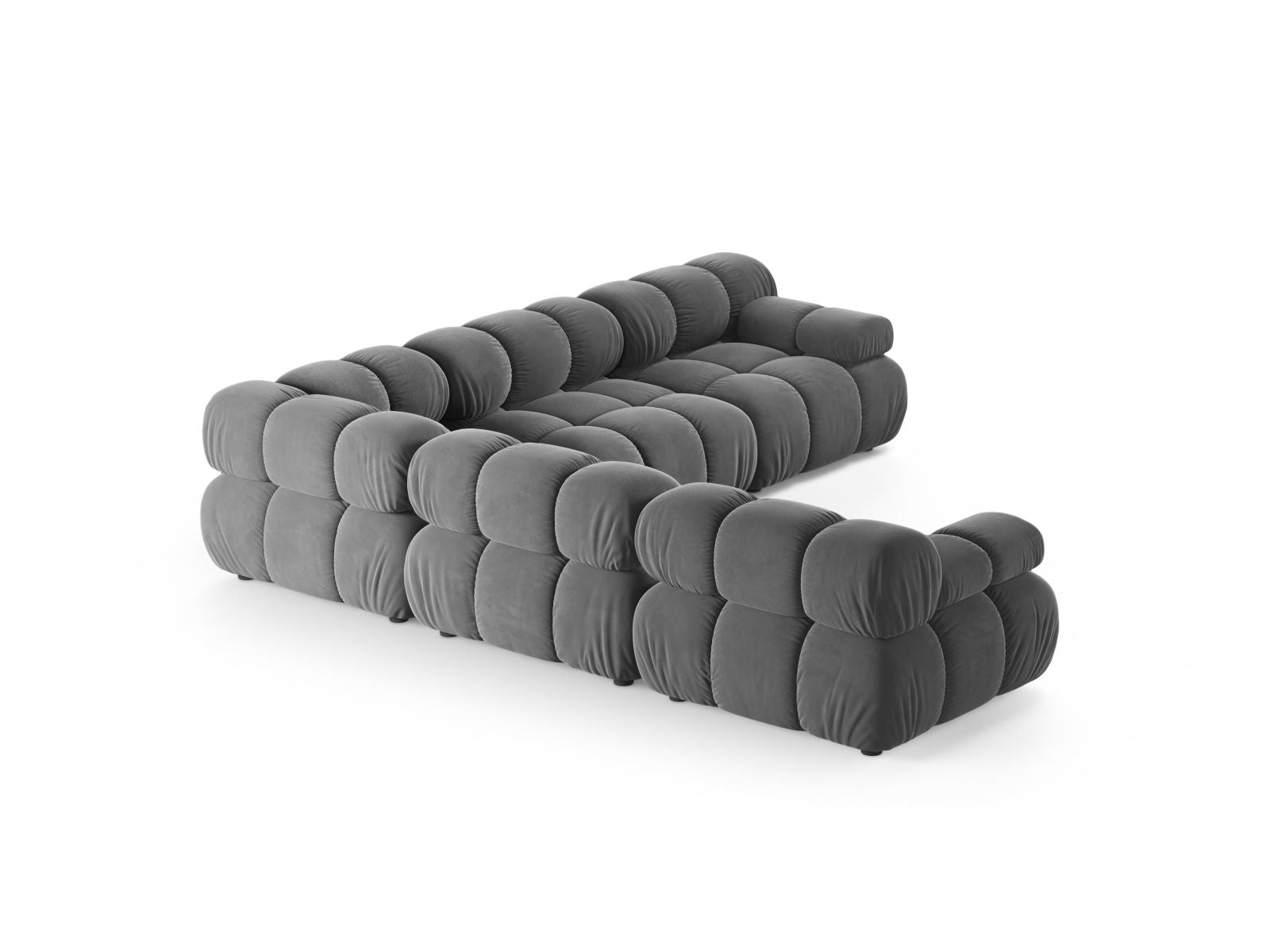 Elegantes 5-Sitzer Ecksofa Symmetric Bellis in zeitlosem Grau, ideal für gemütliche Abende und modernes Wohndesign.