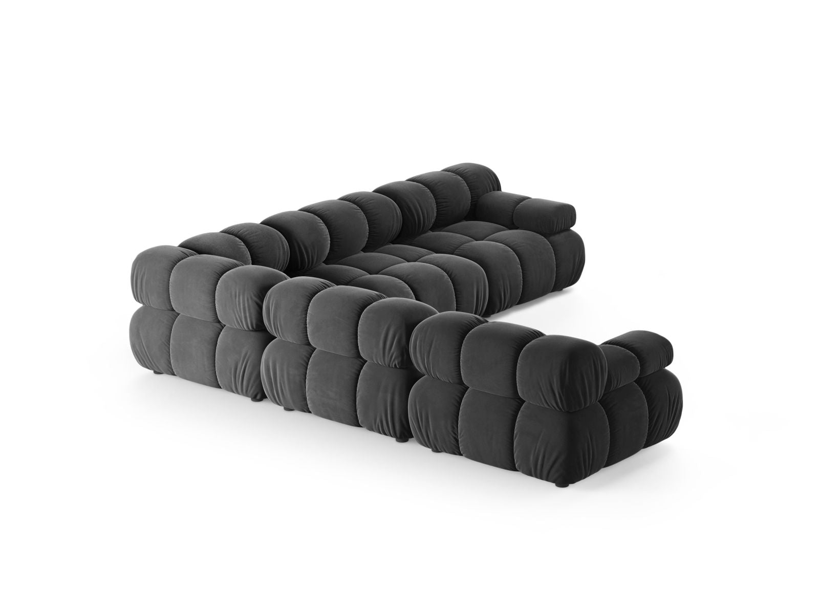 Elegantes 5-Sitzer Ecksofa Symmetric Bellis in zeitlosem Grau, ideal für gesellige Abende und komfortable Entspannung im Wohnzimmer.