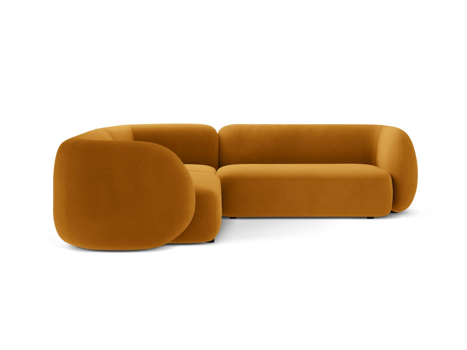 Stylisches 5-Sitzer Ecksofa Symmetric Kate in leuchtendem Gelb, ideal für moderne Wohnräume und gemütliche Abende.