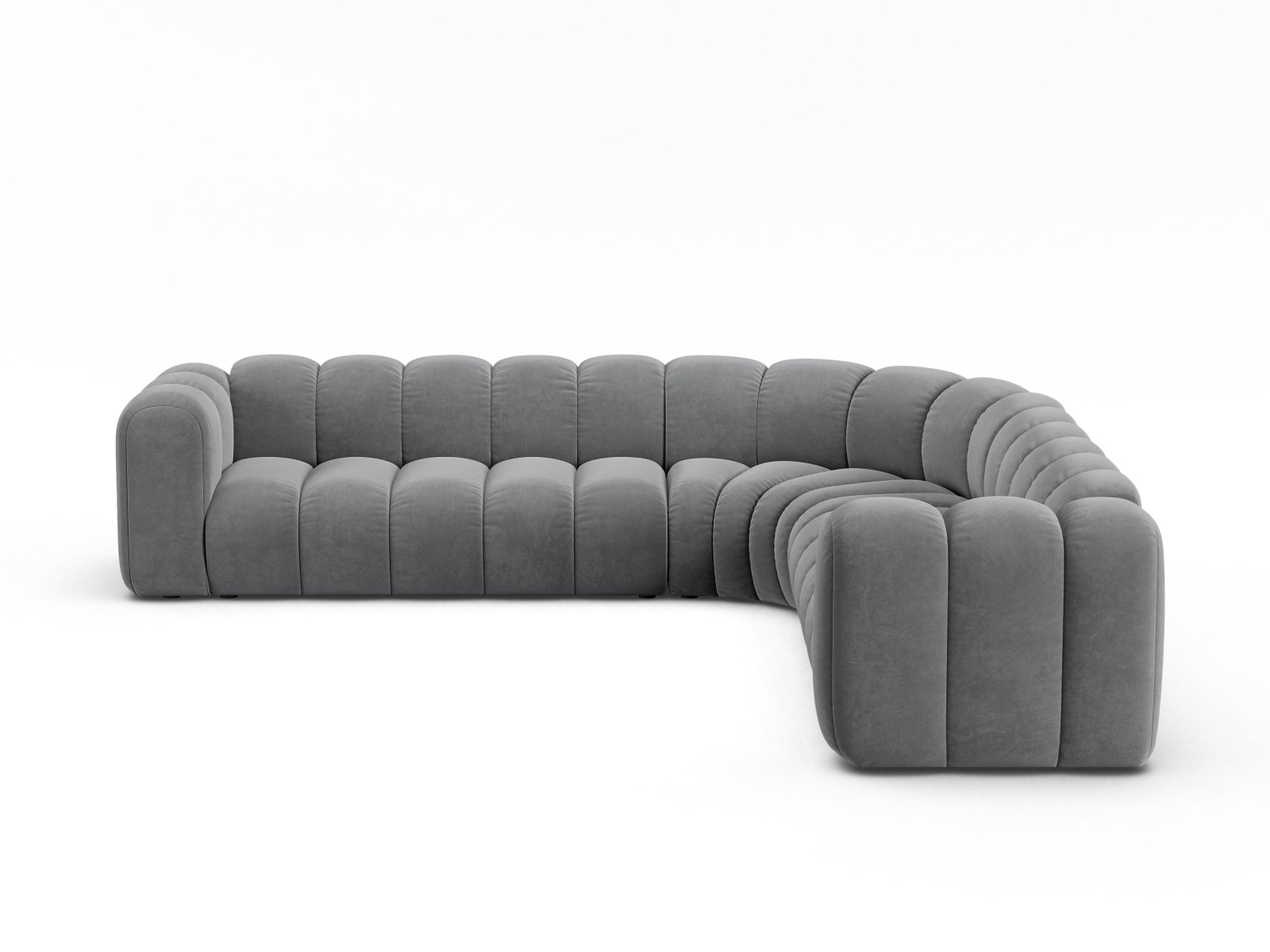 Lupine Velour Symmetrical modulares Ecksofa 5 Sitzer in Grey präsentiert im Onlineshop von KAQTU Design AG. Ecksofa ist von Micadoni