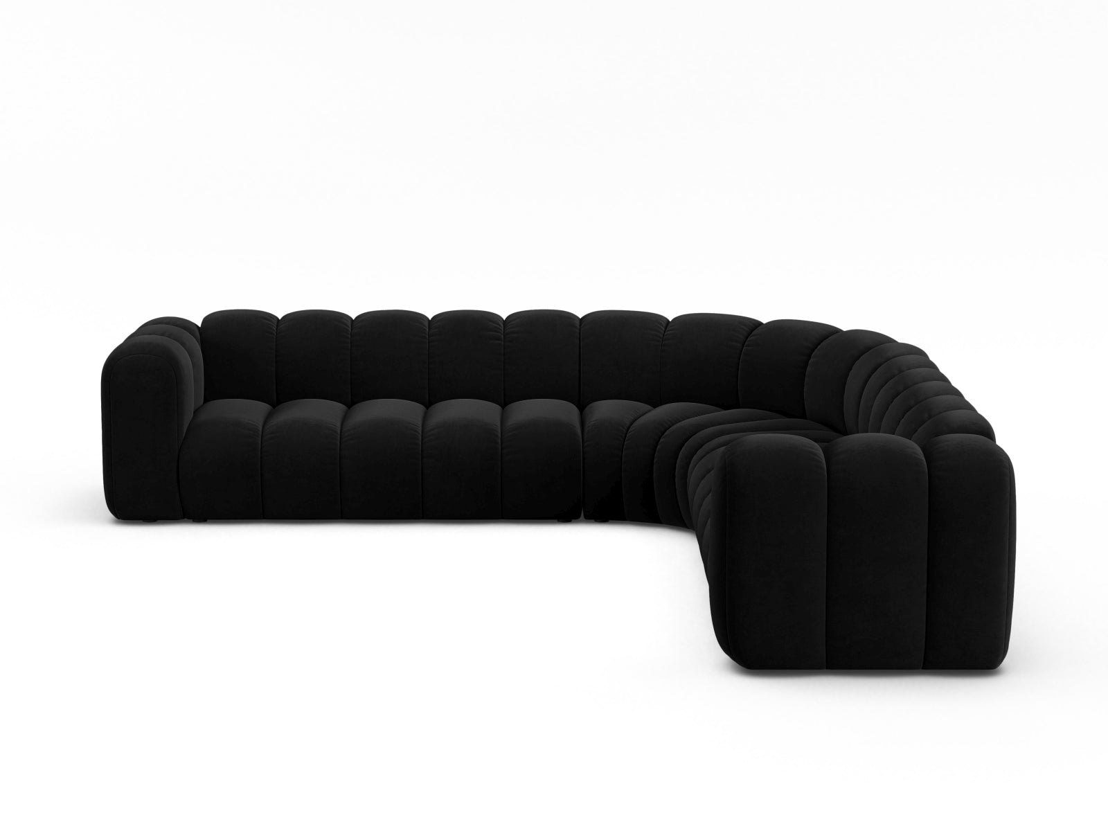 Lupine Velour Symmetrical modulares Ecksofa 5 Sitzer in Black präsentiert im Onlineshop von KAQTU Design AG. Ecksofa ist von Micadoni
