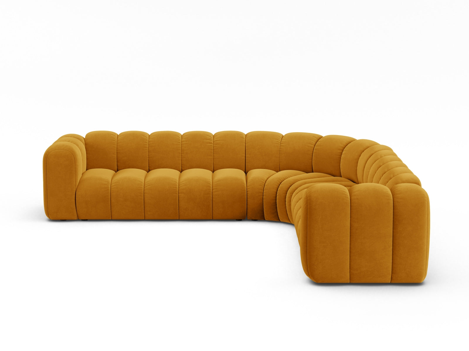 Lupine Velour Symmetrical modulares Ecksofa 5 Sitzer in Yellow präsentiert im Onlineshop von KAQTU Design AG. Ecksofa ist von Micadoni
