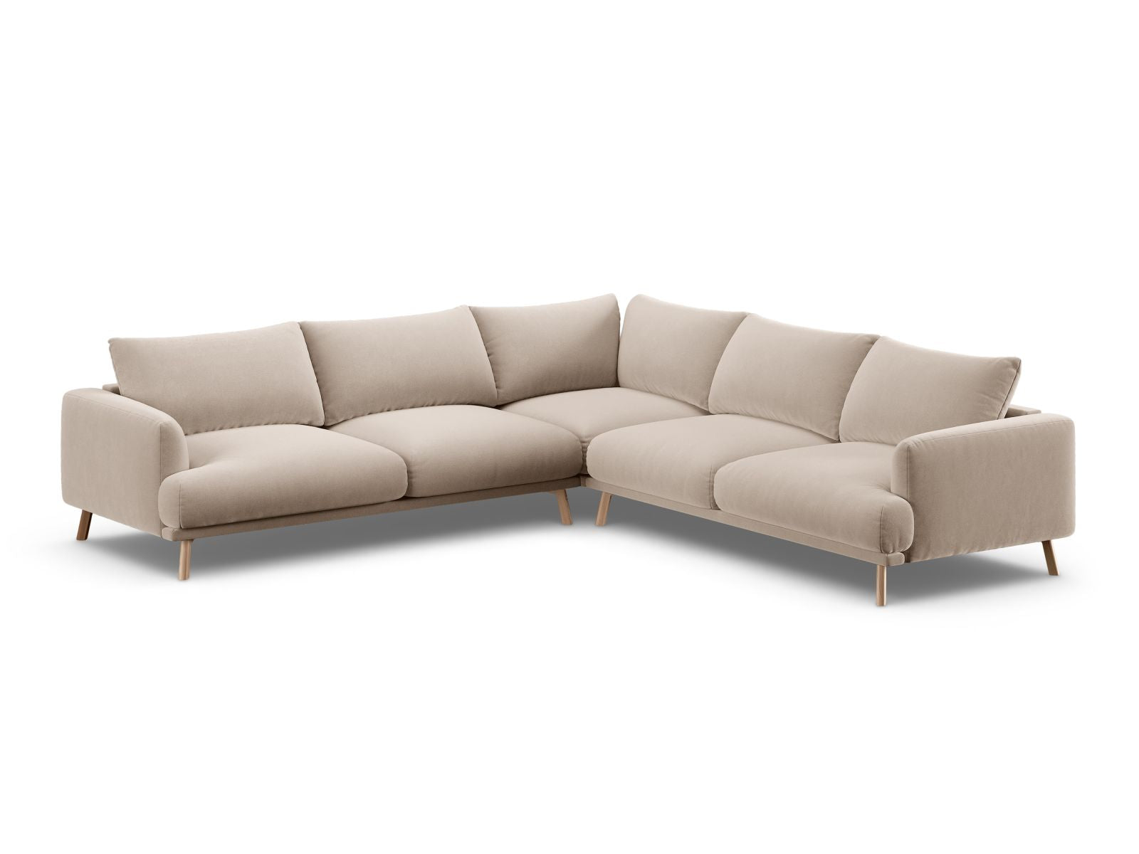 Beige 5-Sitzer Ecksofa Symmetric Naomi von Micadoni, stilvolles Design und komfortable Sitzfläche für modernes Wohnen.