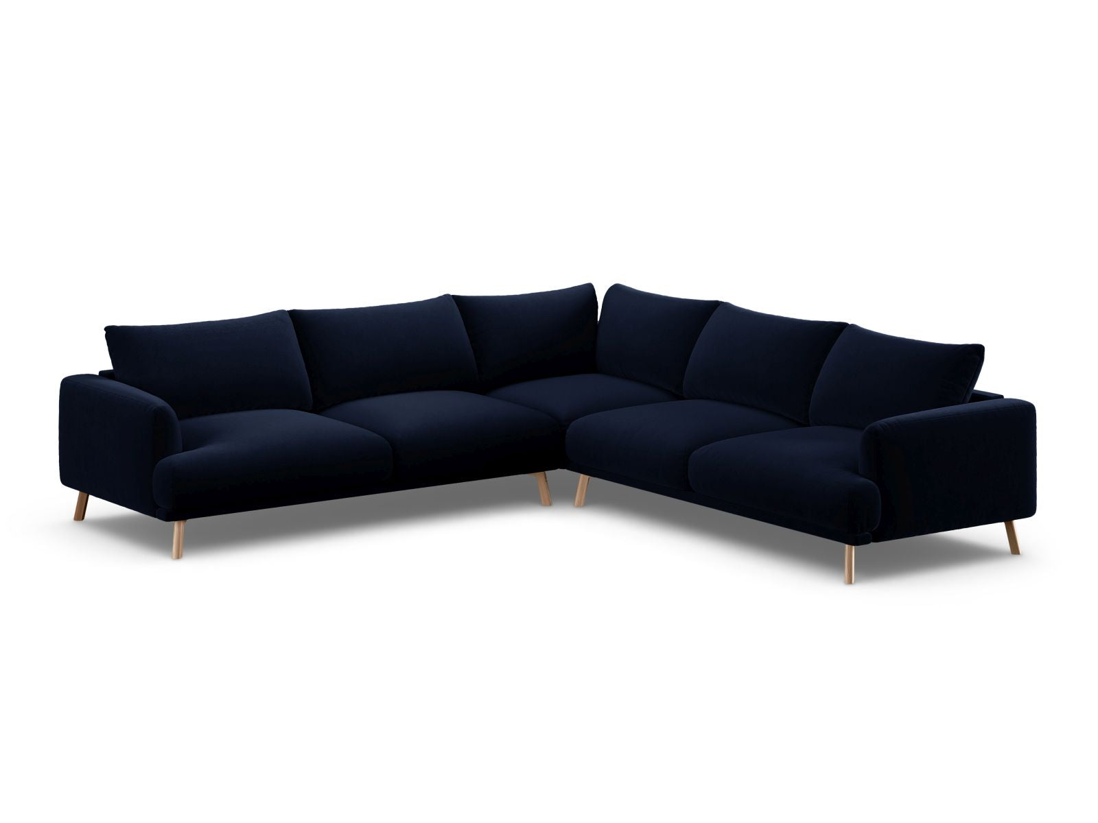 Elegantes 5-Sitzer Ecksofa Symmetric Naomi in Royalblau, ideal für stilvolle Wohnräume, präsentiert von Micadoni.