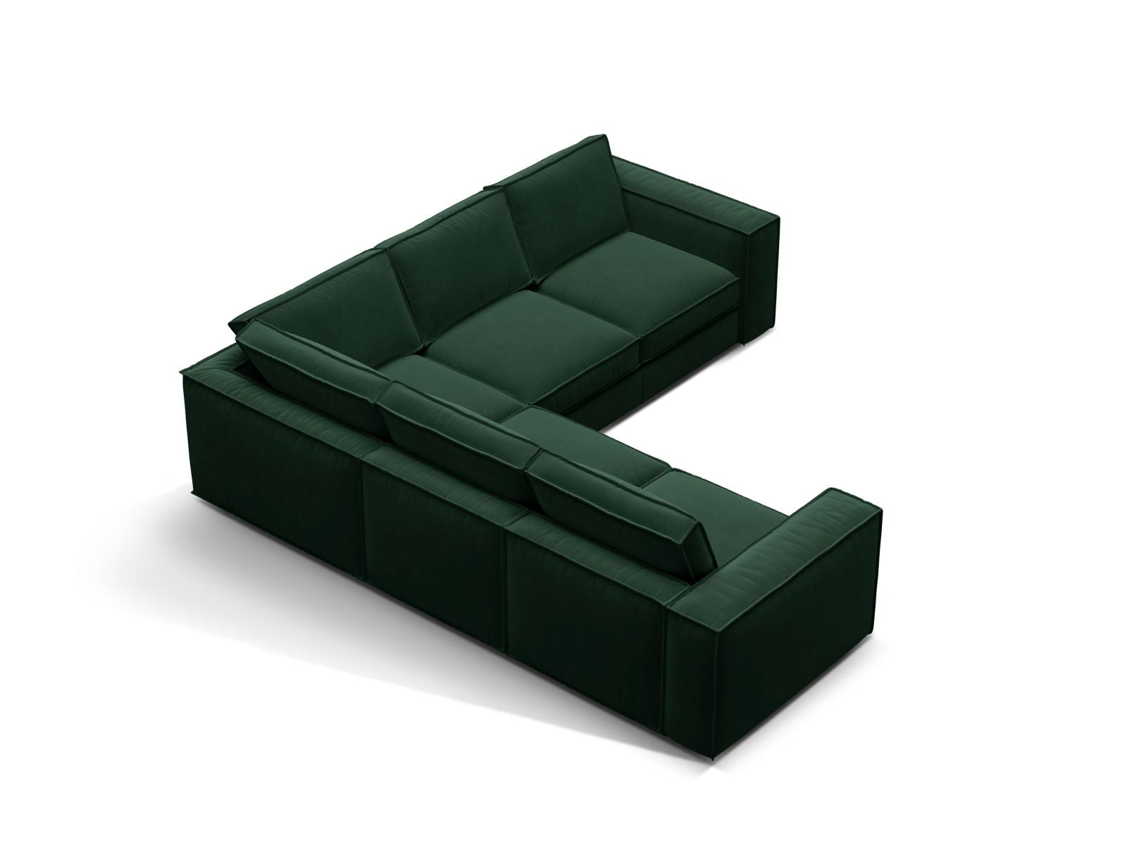 Elegantes 4-Sitzer Ecksofa Symmetric Pola in Flaschengrün, ideal für stilvolle Wohnräume, präsentiert von Micadoni.