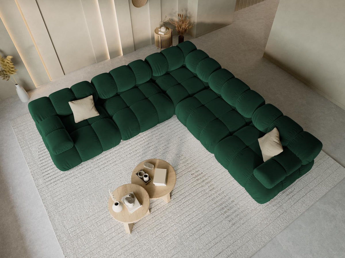 Bellis Velour Symmetrical Ecksofa 5 Sitzer 282cm in Bottle Green-Bluvel präsentiert im Onlineshop von KAQTU Design AG. Ecksofa ist von Micadoni