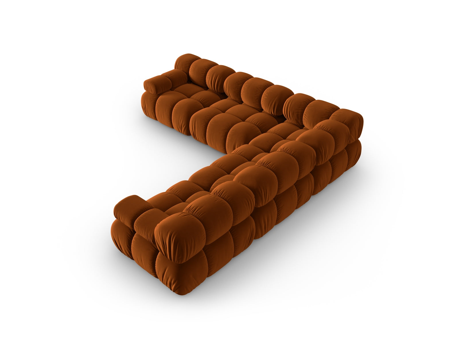 Stylisches Bellis Velour Ecksofa in warmem Terracotta, großzügiger 5-Sitzer mit 282 cm, perfekt für moderne Wohnkonzepte von Micadoni.