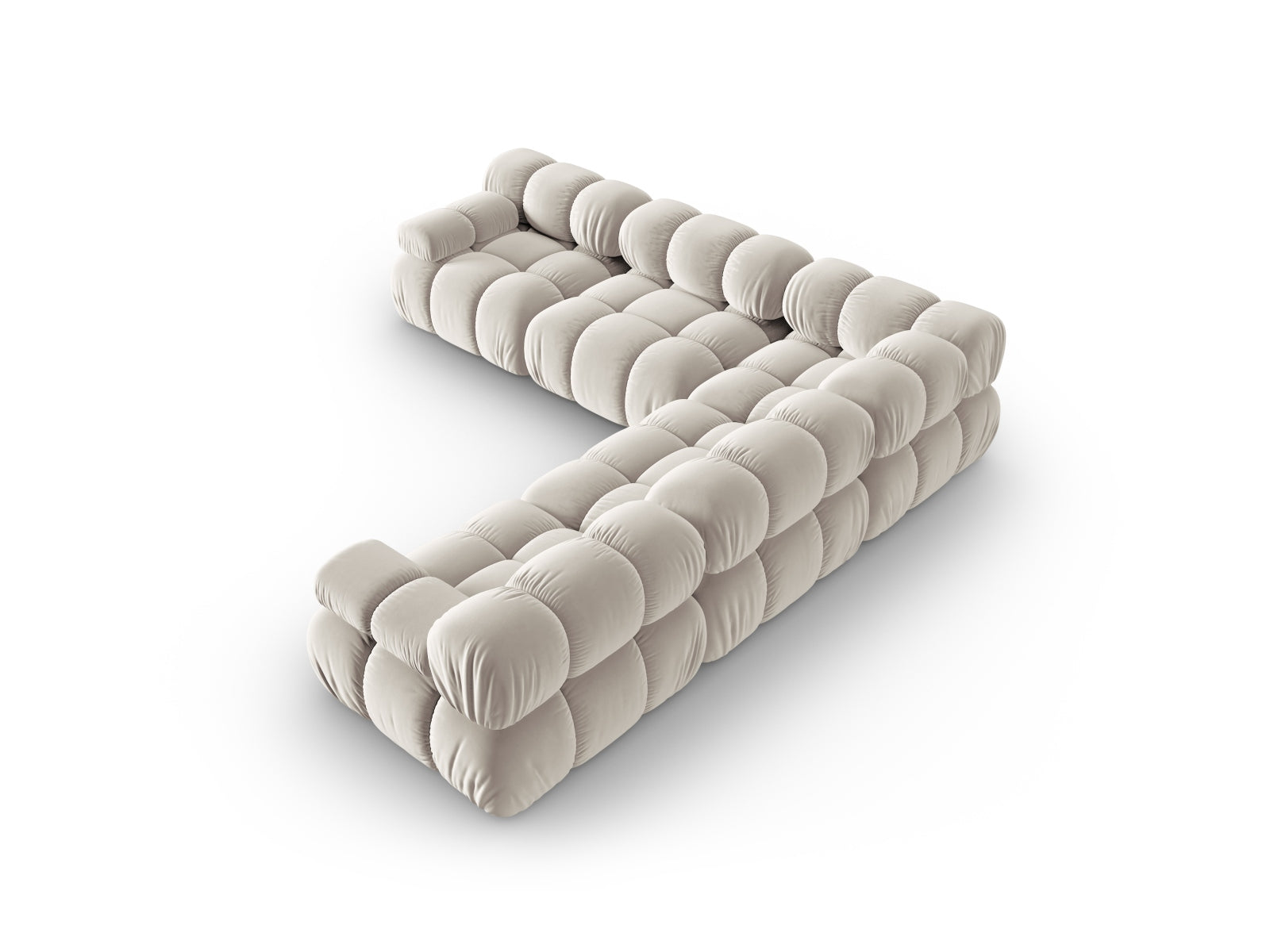 Stilvolles 5-Sitzer Ecksofa Bellis aus Velours in Dunkelbeige, 282 cm, perfekt für moderne Wohnkonzepte von Micadoni.