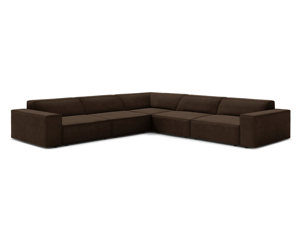 Jodie Velour modulares Symmetrical Ecksofa 6 Sitzer in Dark Brown-Bluvel präsentiert im Onlineshop von KAQTU Design AG. Ecksofa ist von Micadoni