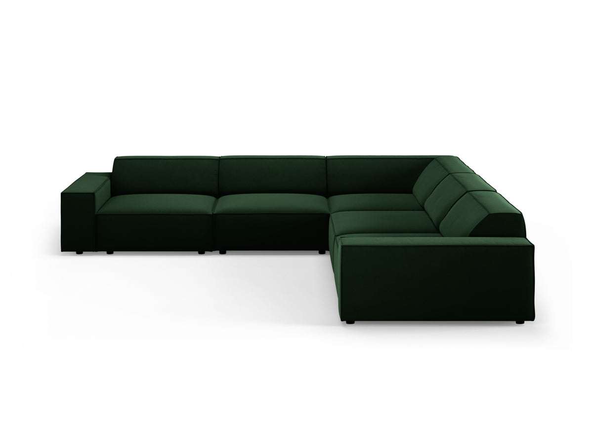Jodie Velour modulares Symmetrical Ecksofa 6 Sitzer in Bottle Green-Bluvel präsentiert im Onlineshop von KAQTU Design AG. Ecksofa ist von Micadoni