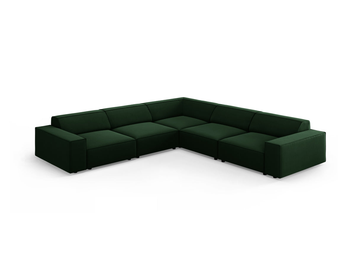 Jodie Velour modulares Symmetrical Ecksofa 6 Sitzer in Bottle Green-Bluvel präsentiert im Onlineshop von KAQTU Design AG. Ecksofa ist von Micadoni
