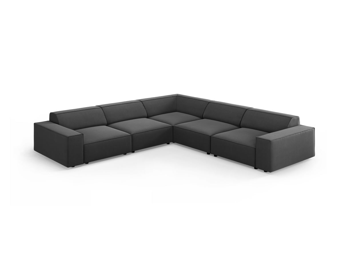 Jodie Velour modulares Symmetrical Ecksofa 6 Sitzer in Grey-Bluvel präsentiert im Onlineshop von KAQTU Design AG. Ecksofa ist von Micadoni