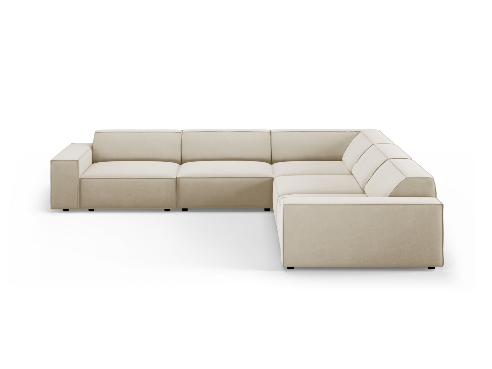 Elegantes, modulares Ecksofa Jodie Velour für 6 Personen, perfekt für moderne Wohnräume und individuelle Raumgestaltungen.