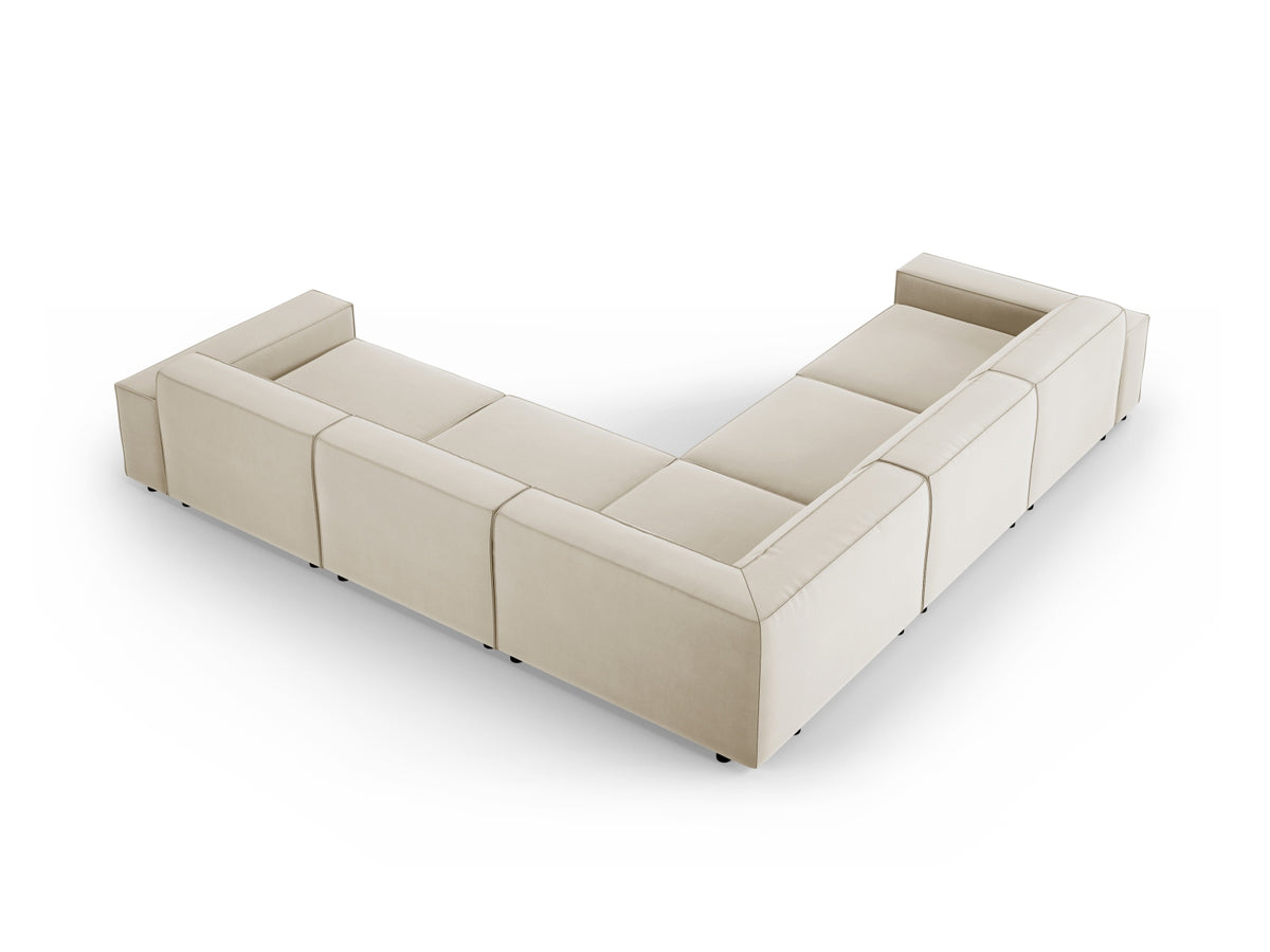 Jodie Velour modulares Symmetrical Ecksofa 6 Sitzer in Dark Beige-Bluvel präsentiert im Onlineshop von KAQTU Design AG. Ecksofa ist von Micadoni