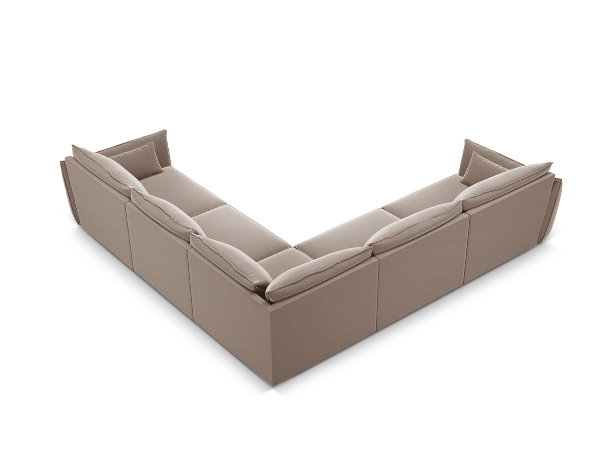 Kaelle Velour Symmetrical Ecksofa 7 Sitzer in Cappuccino-Bluvel präsentiert im Onlineshop von KAQTU Design AG. Ecksofa ist von Micadoni