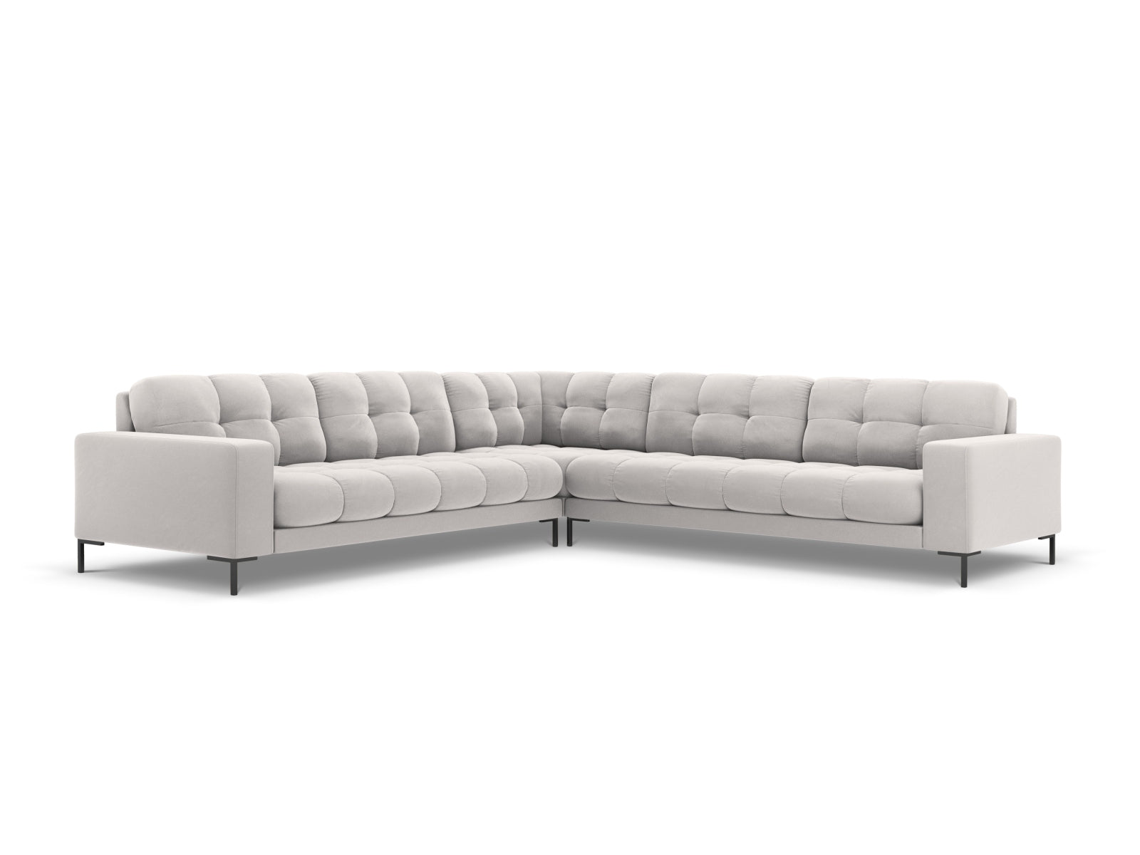 Mamaia Velour Symmetrical Ecksofa 6 Sitzer in Silver/Schwarz-Bluvel präsentiert im Onlineshop von KAQTU Design AG. Ecksofa ist von Micadoni
