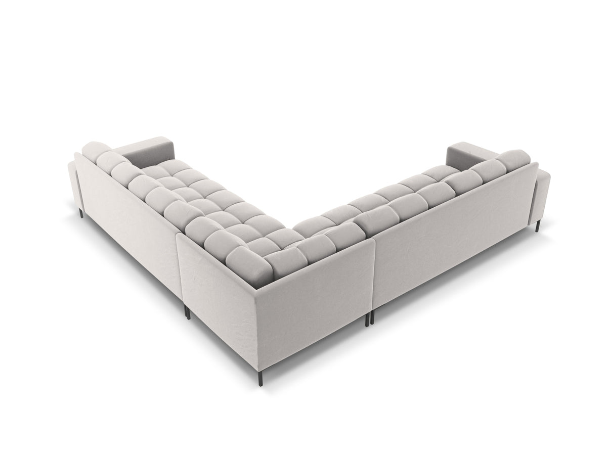 Mamaia Velour Symmetrical Ecksofa 6 Sitzer in Silver/Schwarz-Bluvel präsentiert im Onlineshop von KAQTU Design AG. Ecksofa ist von Micadoni