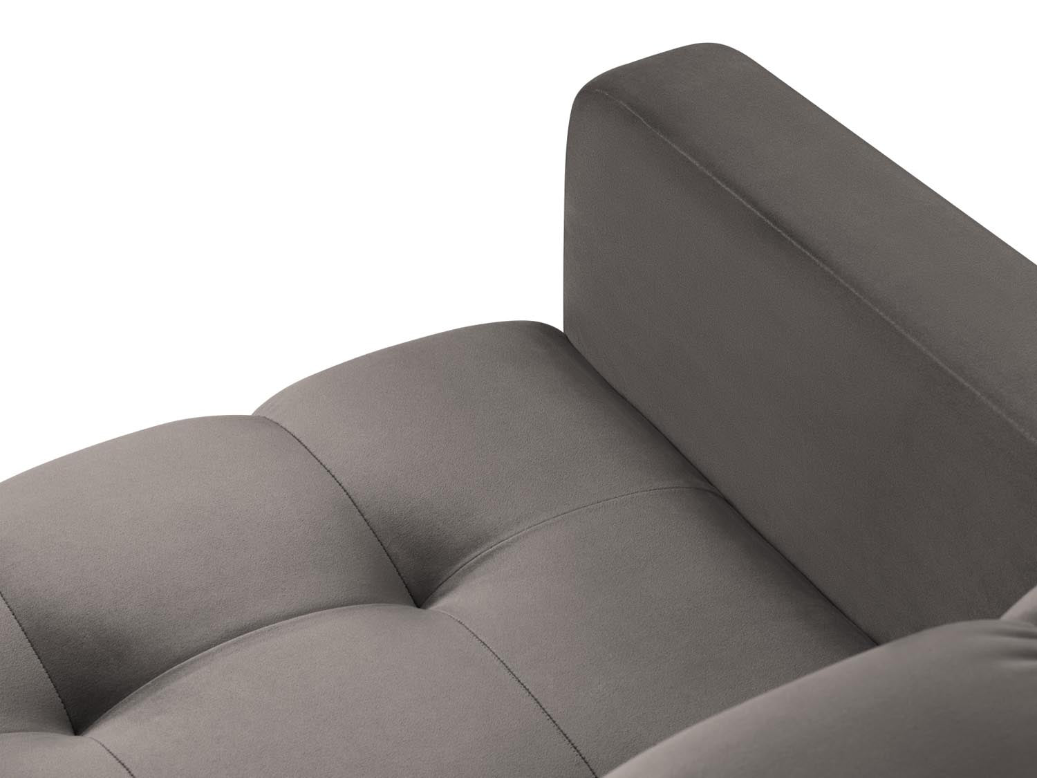 Modernes 6-Sitzer Ecksofa Mamaia aus luxuriösem Velours in elegantem Grau, perfekt für gemütliche und stilvolle Wohnzimmer.