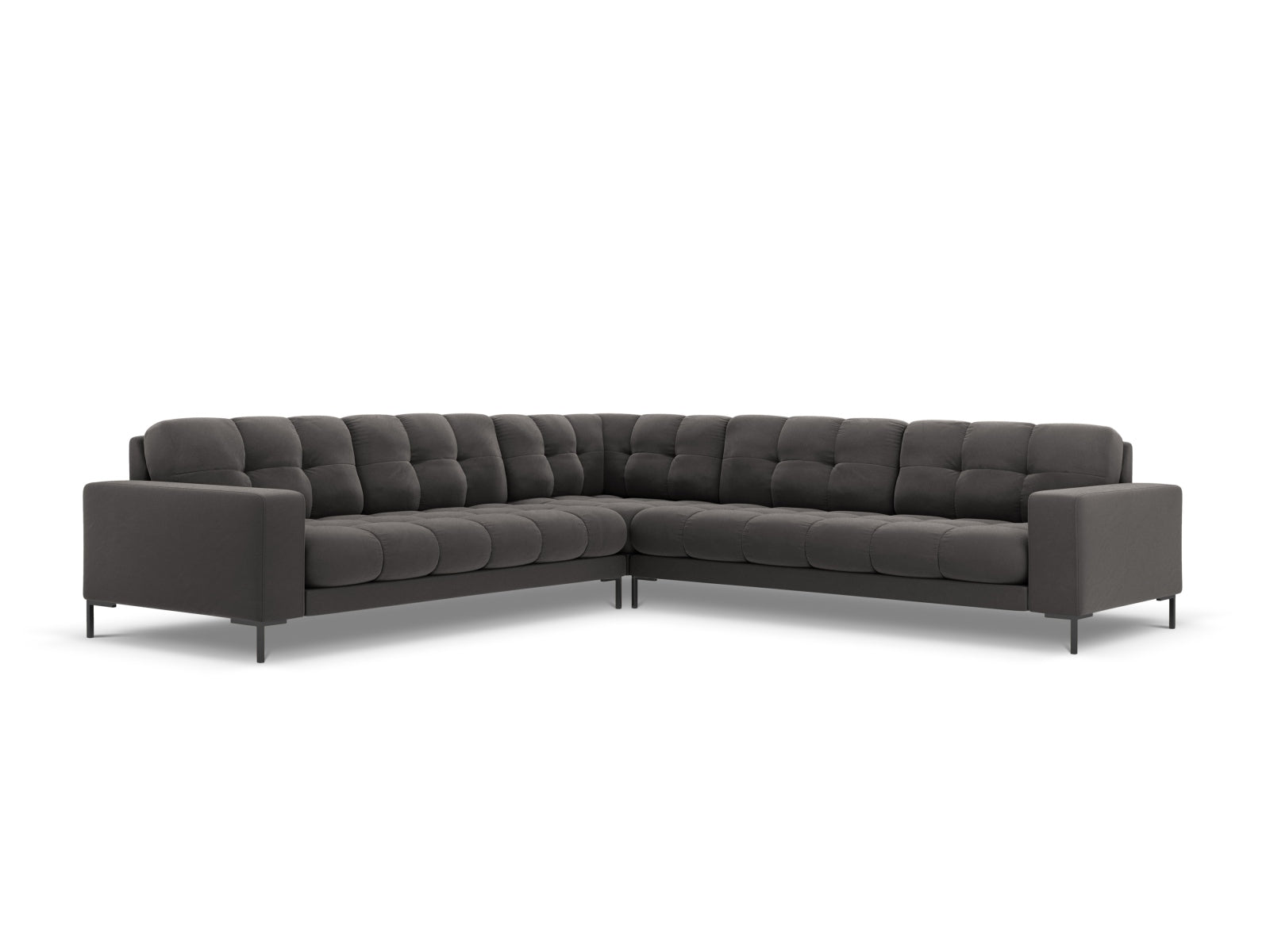 Mamaia Velour Symmetrical Ecksofa 6 Sitzer in Dark Grey/Schwarz-Bluvel präsentiert im Onlineshop von KAQTU Design AG. Ecksofa ist von Micadoni