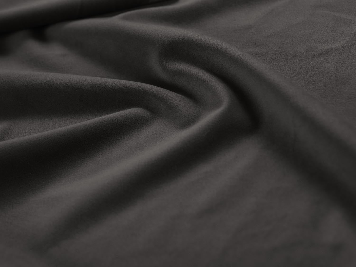 Stylisches Mamaia Velour Ecksofa in Dunkelgrau und Schwarz-Bluvel, symmetrisches Design für bis zu 6 Personen, perfekt für moderne Wohnzimmer.