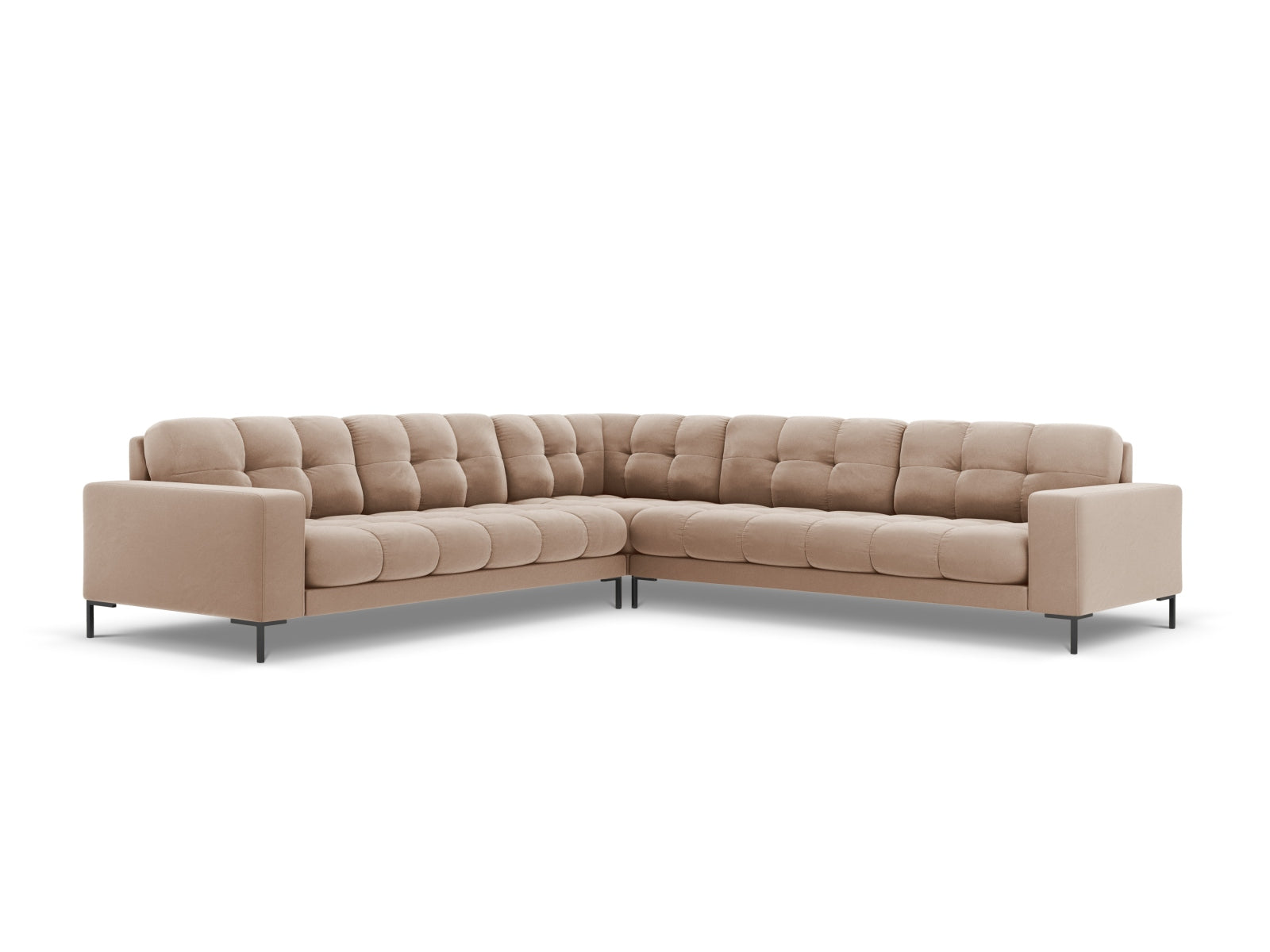 Mamaia Velour Symmetrical Ecksofa 6 Sitzer in Beige/Schwarz präsentiert im Onlineshop von KAQTU Design AG. Ecksofa ist von Micadoni