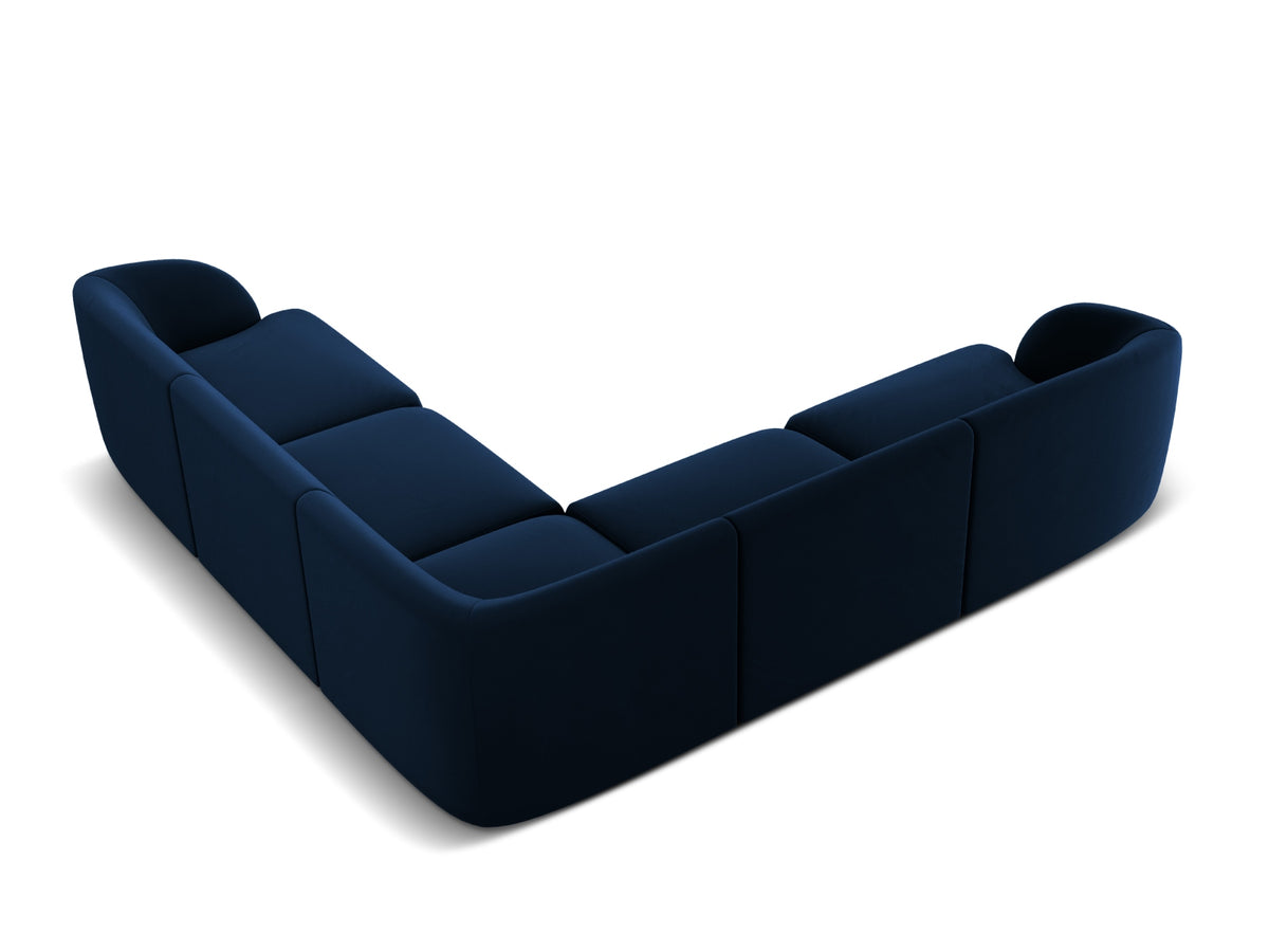 Miley Velour Symmetrical Ecksofa 5 Sitzer in Royal Blue-Bluvel präsentiert im Onlineshop von KAQTU Design AG. Ecksofa ist von Micadoni