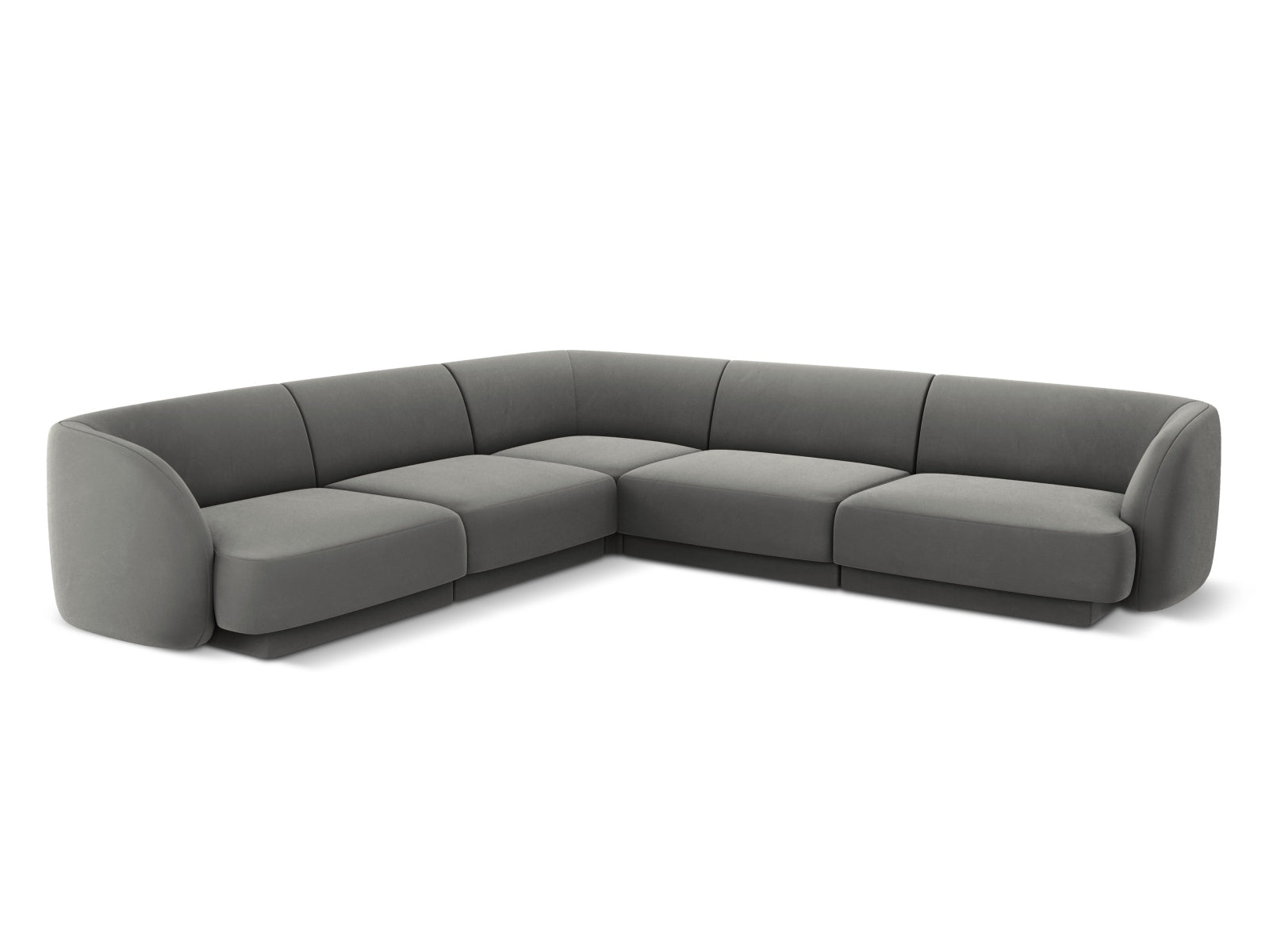 Miley Velour Symmetrical Ecksofa 5 Sitzer in Light Grey-Bluvel präsentiert im Onlineshop von KAQTU Design AG. Ecksofa ist von Micadoni