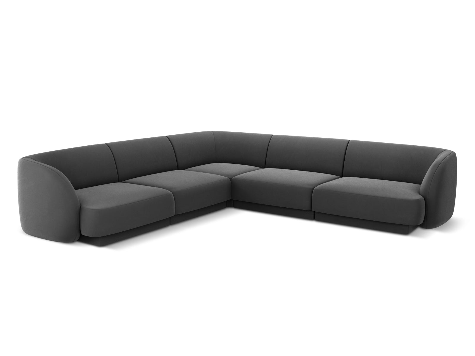 Miley Velour Symmetrical Ecksofa 5 Sitzer in Grey-Bluvel präsentiert im Onlineshop von KAQTU Design AG. Ecksofa ist von Micadoni