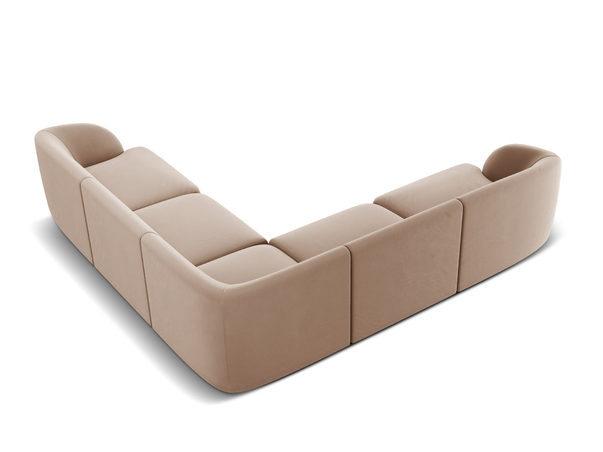 Miley Velour Symmetrical Ecksofa 5 Sitzer in Cappuccino-Bluvel präsentiert im Onlineshop von KAQTU Design AG. Ecksofa ist von Micadoni