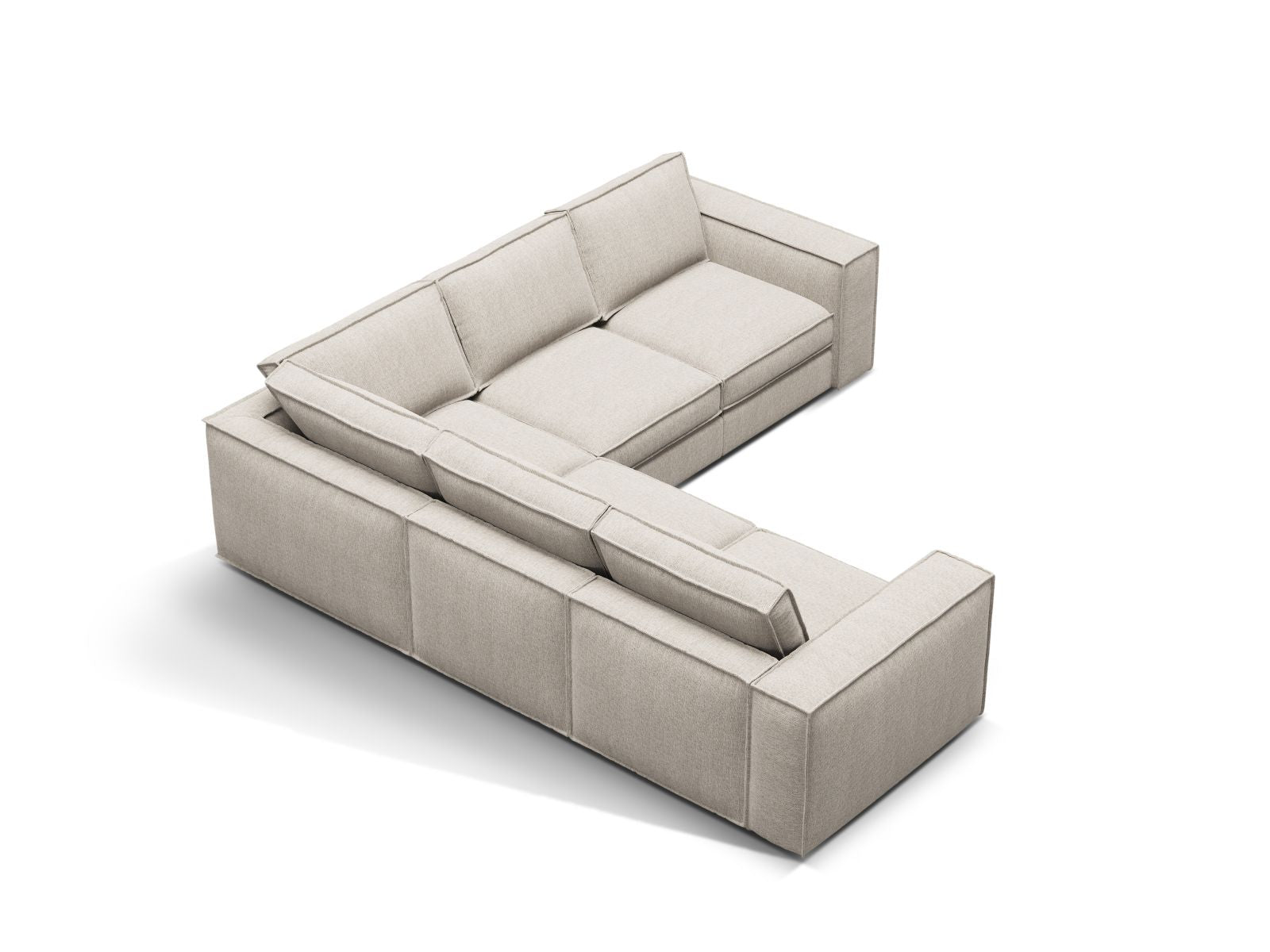 Modulares 4-Sitzer Ecksofa Pola in elegantem Sand-Babel, ideal für stilvolle Wohnräume, erhältlich bei KAQTU Design AG.