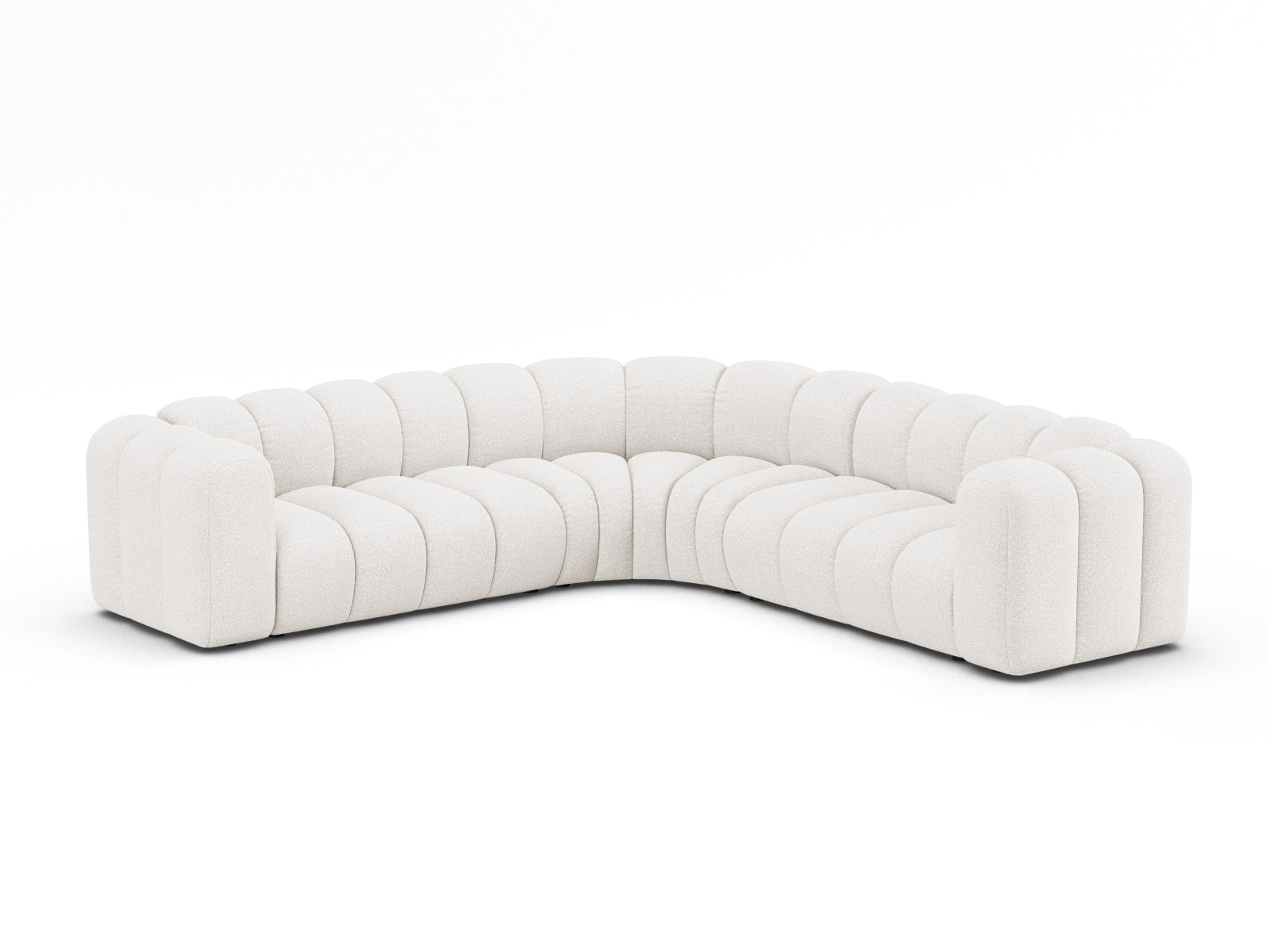 Elegantes Lupine Modular Ecksofa in Weiß, ideal für moderne Wohnräume, bietet Platz für fünf Personen und stilvollen Komfort.