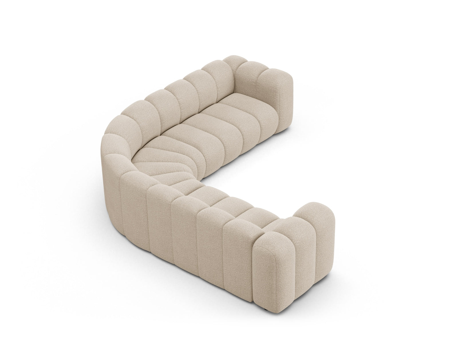 Elegantes, modulares Ecksofa in Beige für 5 Personen von Micadoni, perfekt für gemütliche Abende und stilvolle Einrichtung.