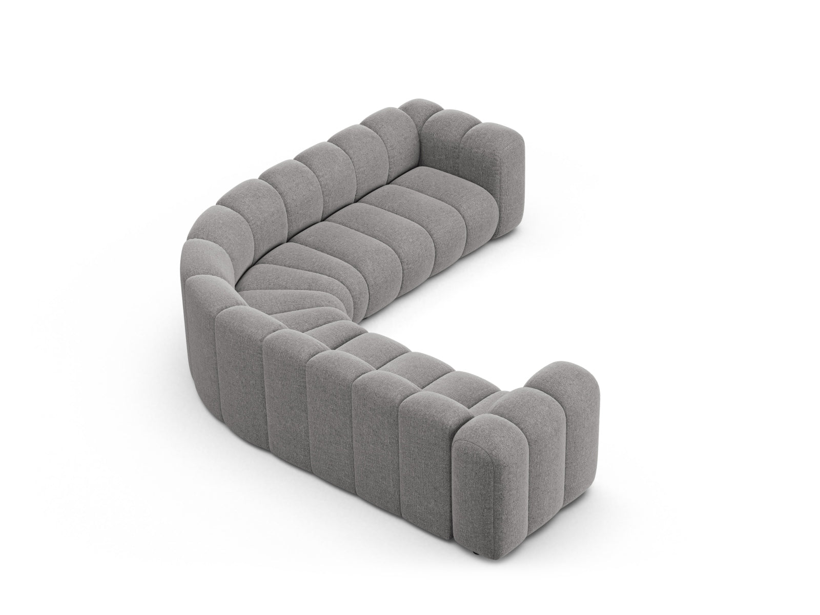 Stylisches 5-Sitzer Ecksofa Lupine von Micadoni in sanftem Grau, perfekt für zeitgemäße Wohnkonzepte und gemütliche Entspannung.