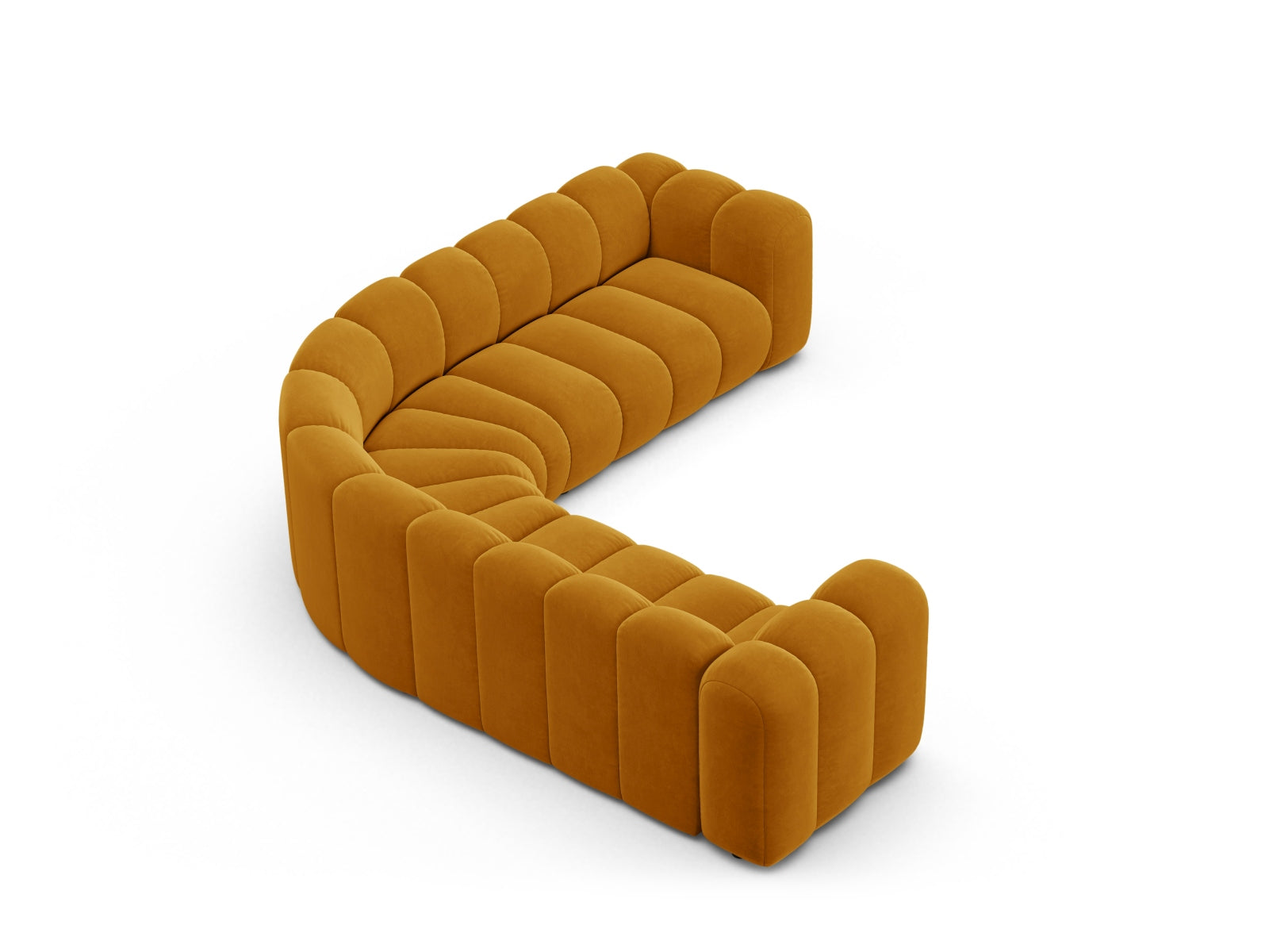 Elegantes, gelbes Ecksofa von Micadoni, perfekt für moderne Wohnzimmer. Modular und symmetrisch, bietet es hohen Sitzkomfort und Stil.
