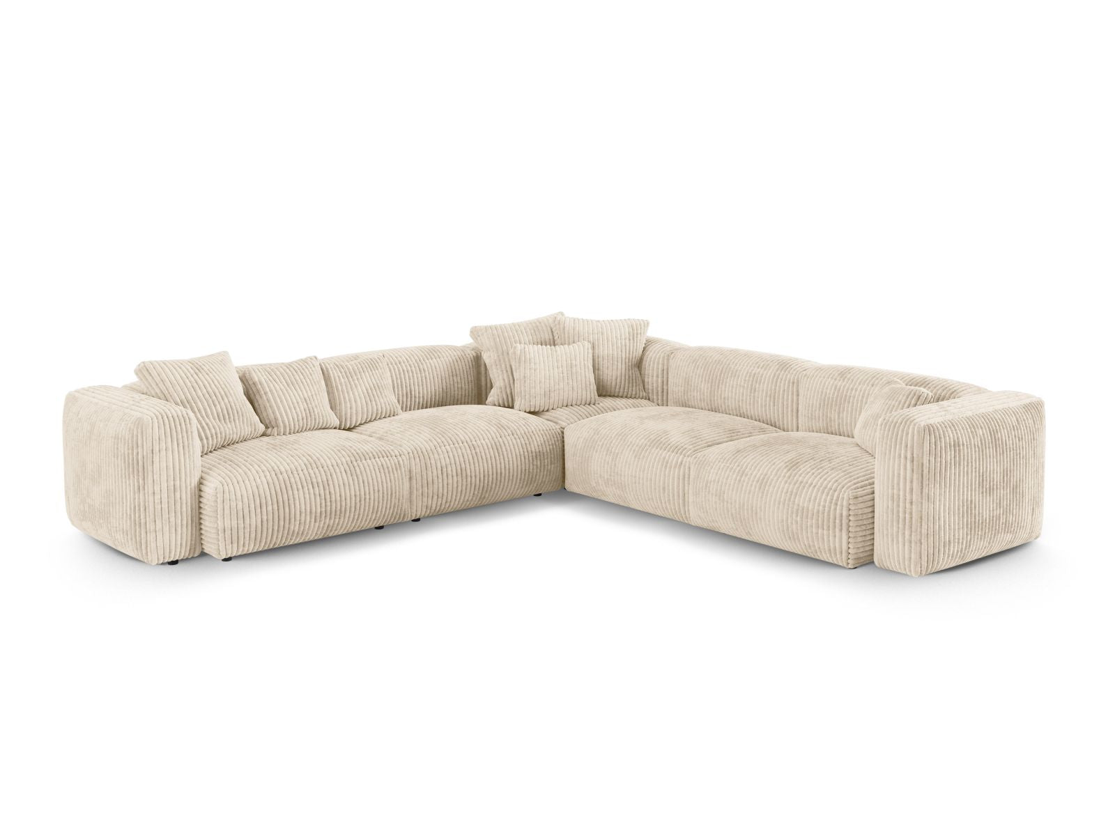 Modulares 5-Sitzer Ecksofa XL Martina in stilvollem symmetrischen Design, ideal für gemütliche Abende und zeitgemäße Einrichtung.