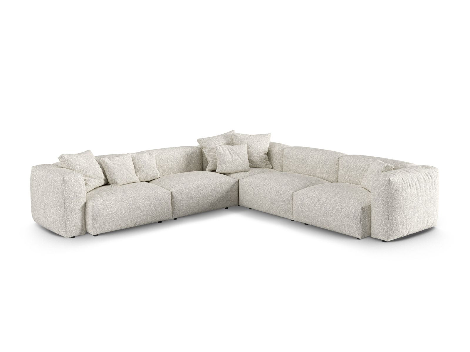 Elegantes, symmetrisches 5-Sitzer Ecksofa XL Martina in frischem Grün, perfekt für stilvolle und einladende Wohnbereiche.