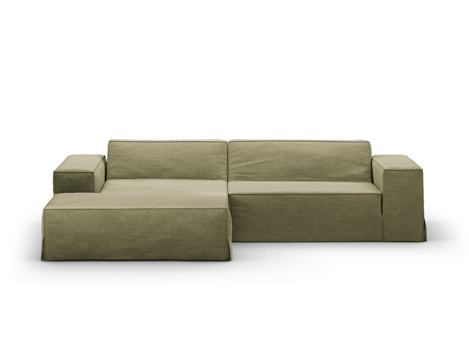 Stilvolles Jodie Cover für linksseitiges Ecksofa in sanftem Mintgrün, ideal für moderne Wohnräume und gemütliche Atmosphäre.