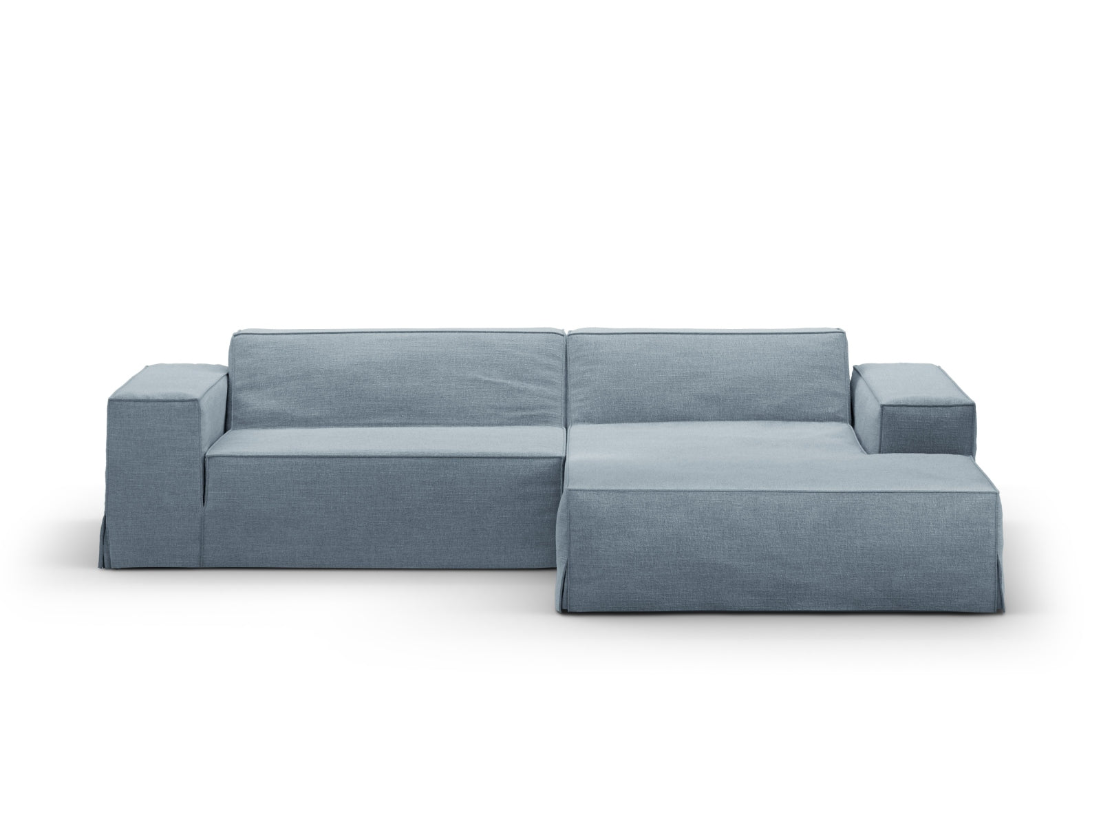 Eleganter Bezug für das rechte Eckmodul Jodie in sanftem Blau, ideal zur Aufwertung Ihres Sofas und für ein modernes Ambiente.