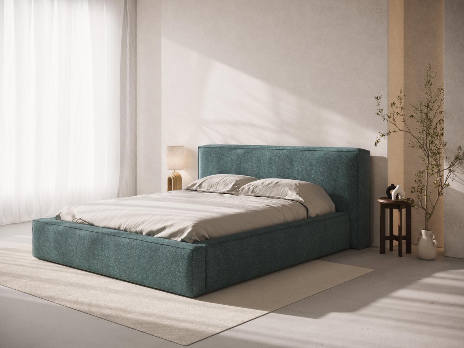 Elegantes Olivia Kopfteil in grün-blauem Melange-Design, ideal für stilvolle Schlafzimmergestaltung von Micadoni.