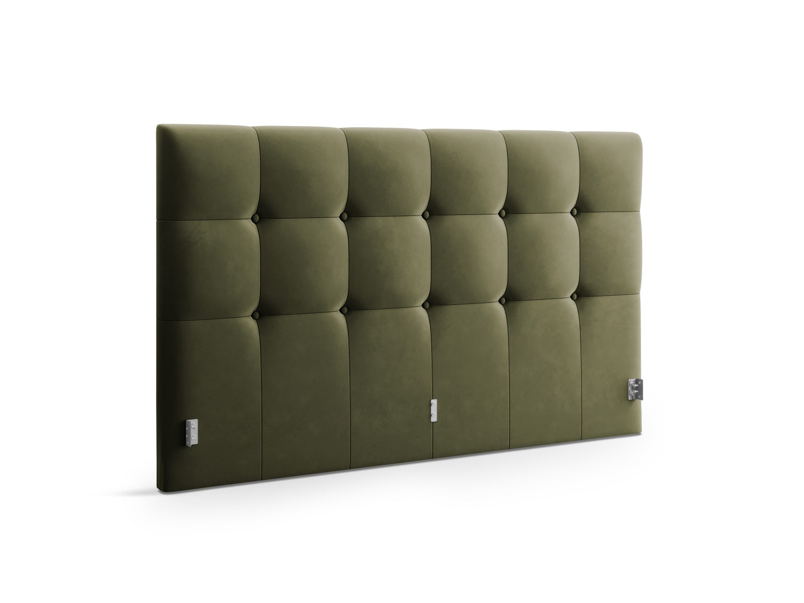 Luxuriöses Phaedra Velour Kopfteil in sanften Grüntönen, perfekt für eine elegante Schlafzimmeratmosphäre. Hochwertige Qualität von Micadoni.