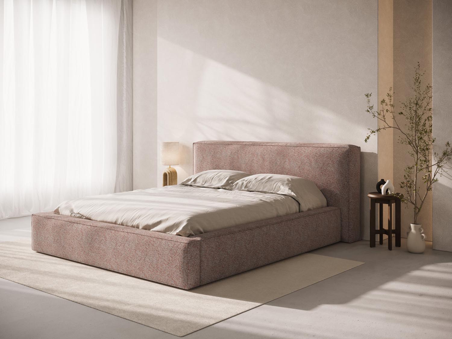 Verleihen Sie Ihrem Schlafzimmer mit dem Olivia Kopfteil von Micadoni einen Hauch von Luxus. Das stilvolle Boucle-Design sorgt für Eleganz und Komfort.