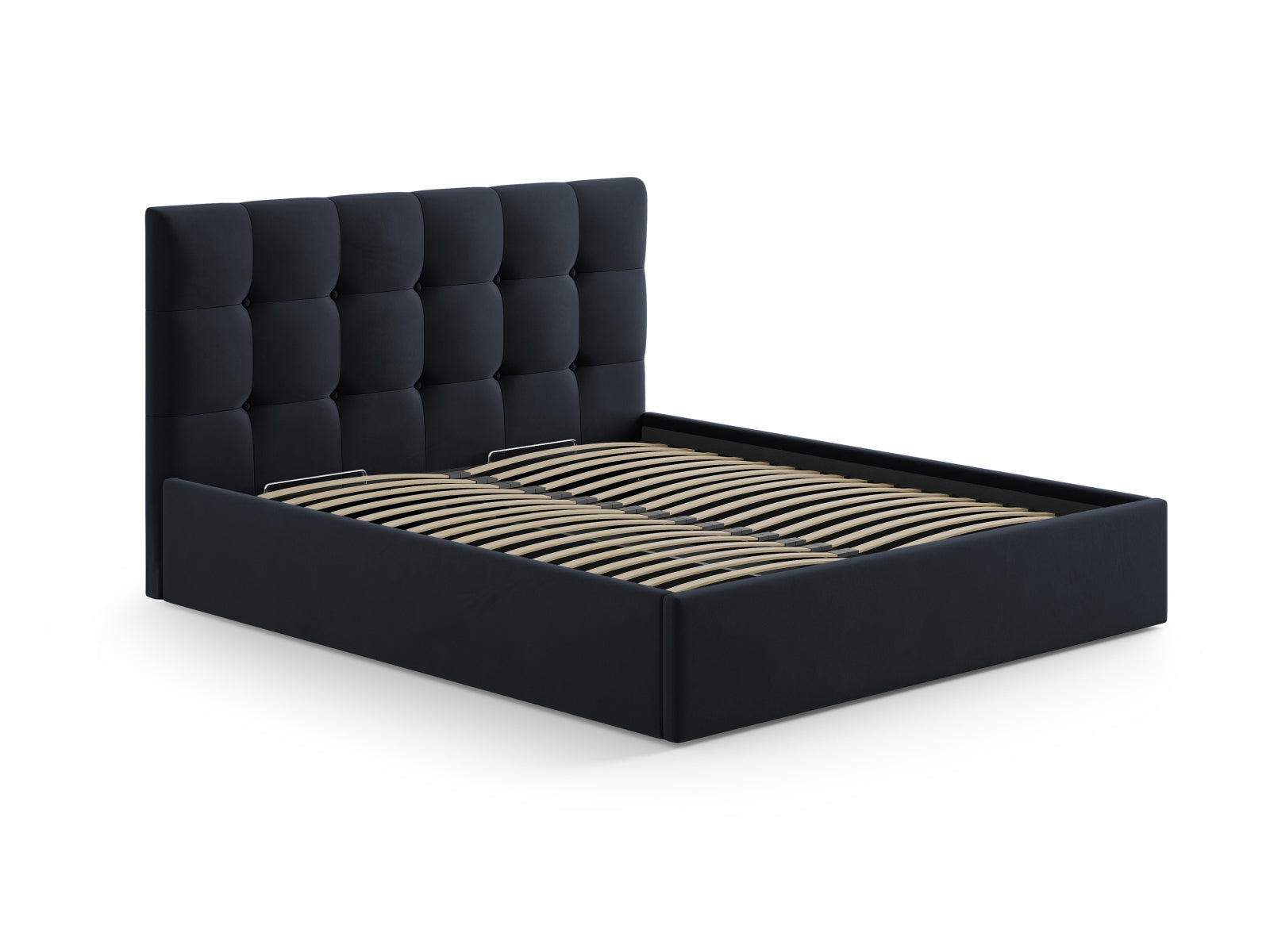 Luxuriöses Phaedra Velour Kopfteil in tiefem Blau, perfekt für eine moderne und einladende Schlafzimmergestaltung.