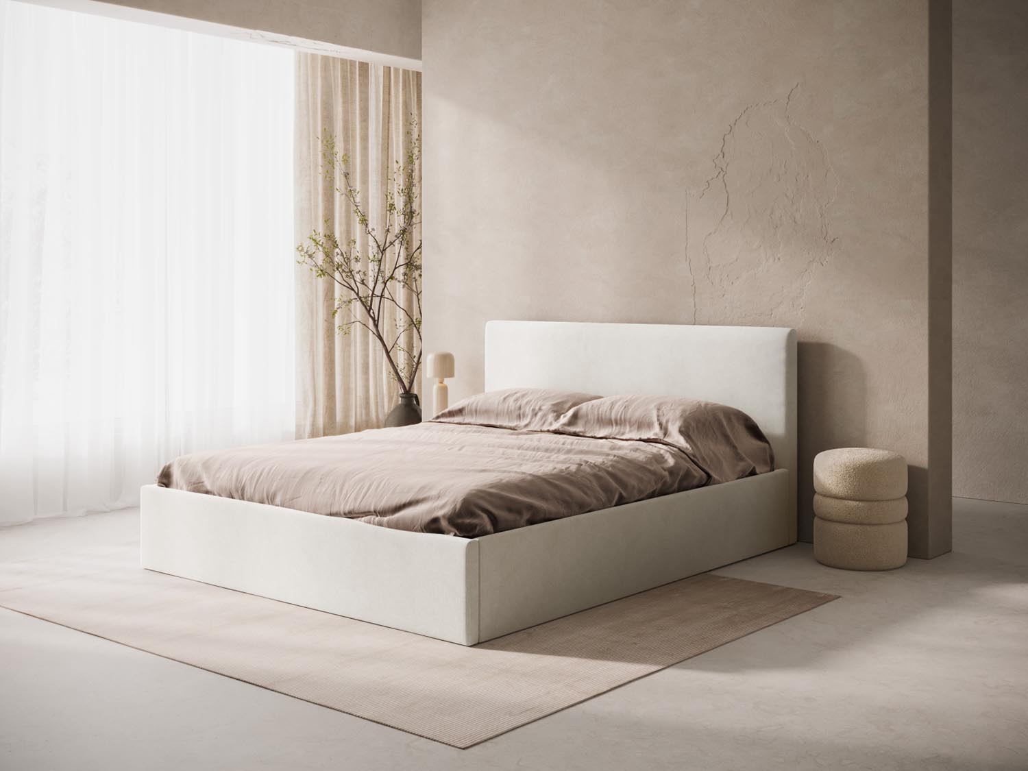 Elegantes Kopfteil Remo in sanftem Beige, ideal für zeitgemäße Schlafzimmergestaltung. Hochwertige Verarbeitung und modernes Design von Micadoni.