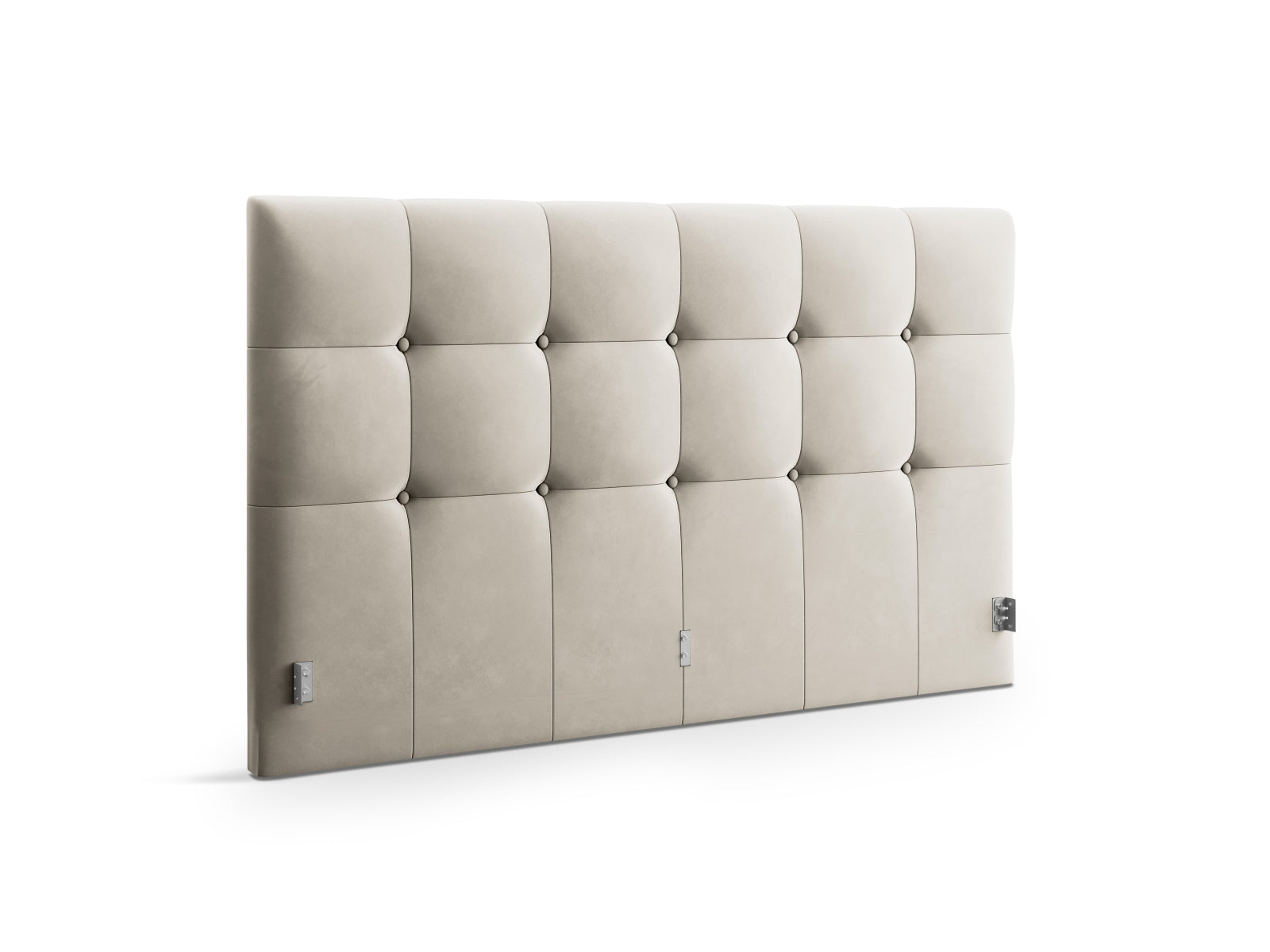 Luxuriöses Velour-Kopfteil Phaedra in edlem Dunkelbeige, perfekt für ein stilvolles und einladendes Schlafzimmerambiente.