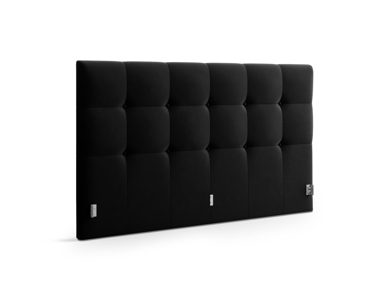 Luxuriöses Phaedra Velour Kopfteil in edlem Schwarz-Bluvel, perfekt für stilvolle Schlafzimmer und zeitgemäße Inneneinrichtung.