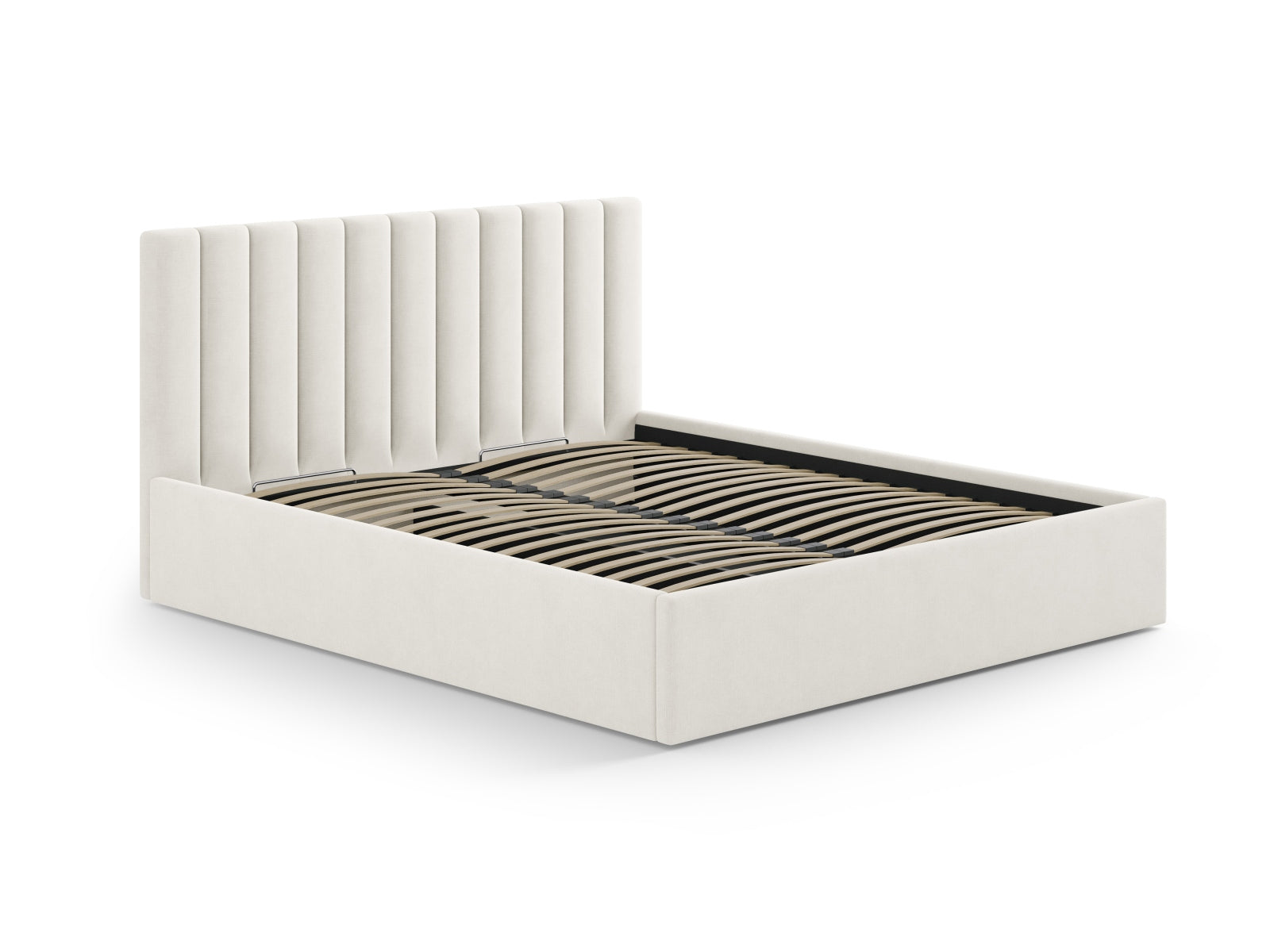 Stilvolles Kopfteil Allison in zartem Beige, 210 cm breit, perfekt für eine moderne und elegante Schlafzimmeratmosphäre.